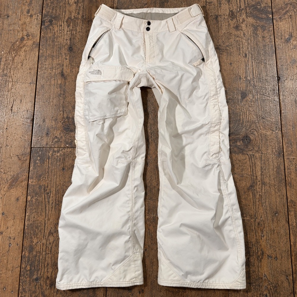 North Face HyVent M White Snow Pant Cargo Ski Snowboard Gorpcore Apres *STAINS